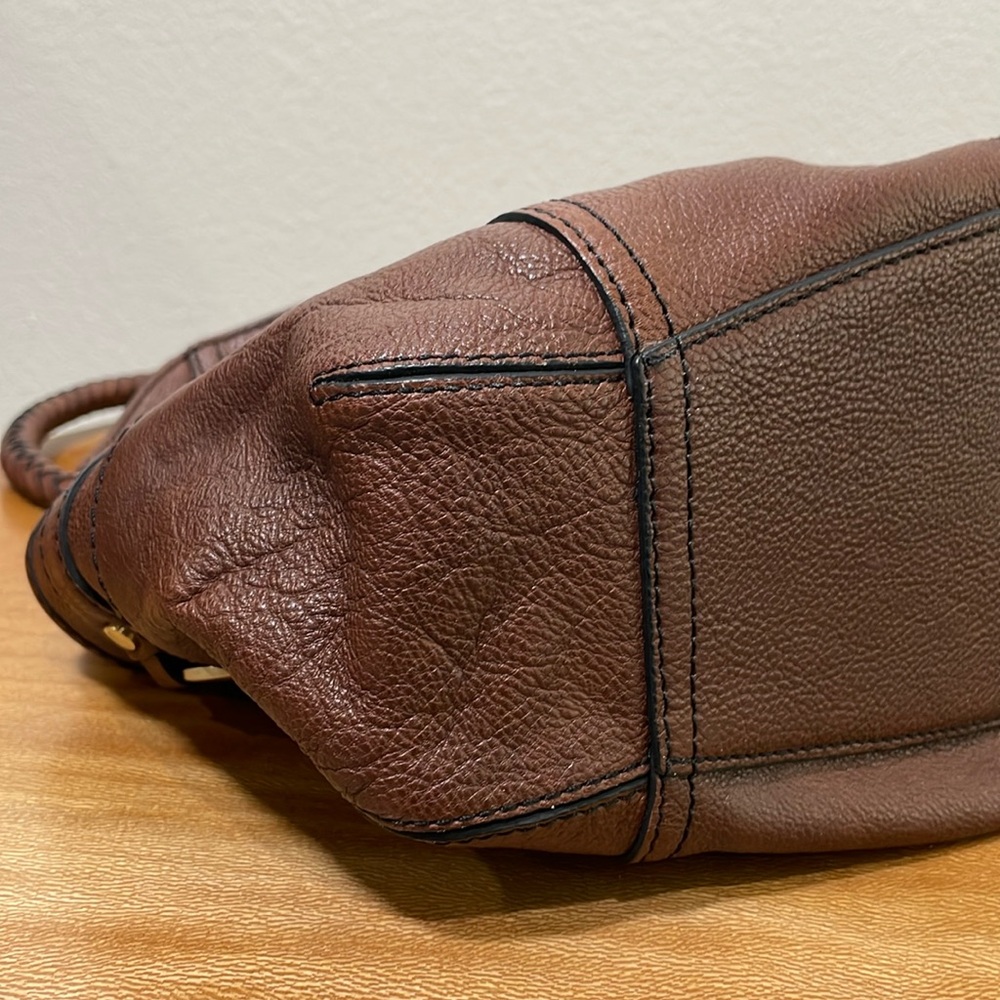 Cole Haan Brown Pebbled Leather Braided Handles Large Shoulder Bag - Picture 10 of 16